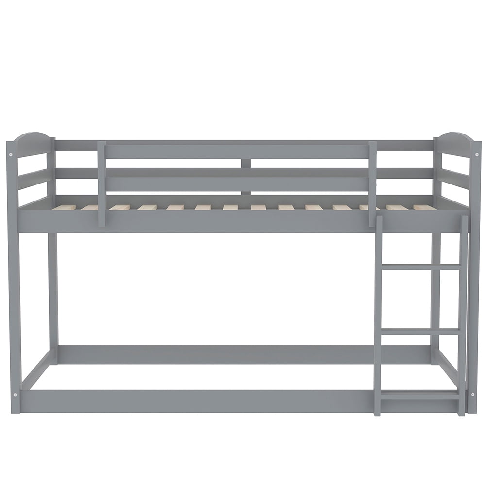 Kadyn Solid Wood Twin Bunk Bed with Ladder and Safety Rail, Gray Kadyn Solid Wood Twin Bunk Bed with Ladder and Safety Rail, Gray