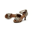 thumbnail image 1 of UKAP Laides Latin Shoe Ankle Strap Sandals Open Toe Dance Shoes Performence Lightweight Leopard Print-5 cm 5, 1 of 2