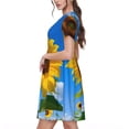 thumbnail image 2 of Fotbe Blue Sky Sunflower Vestido Largo de Moda para Mujer, Vestido Tipo Camiseta con Manga Corta y Estilo Casual a Rayas y Bloques de Color, 2 of 6