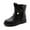 Black, variant on Girls Flat Boots Korean Style Princess Ankle Boots Warm Lined Mid Calf Winter Snow Boots,Girls Boots,Size:10.5-11 Years