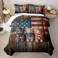 thumbnail image 2 of Manfei Rustic Kitten Twin Quilt Set, Patriotic US Flag Twin Coverlet Set, Brown, 2-Piece, 1 Bedspread and 1 Pillowcase, 2 of 7