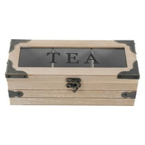 OFFIGAM Wooden Tea Bag Storage Box with 3 Compartments for Organizing and Storing Tea Bags and Accessories