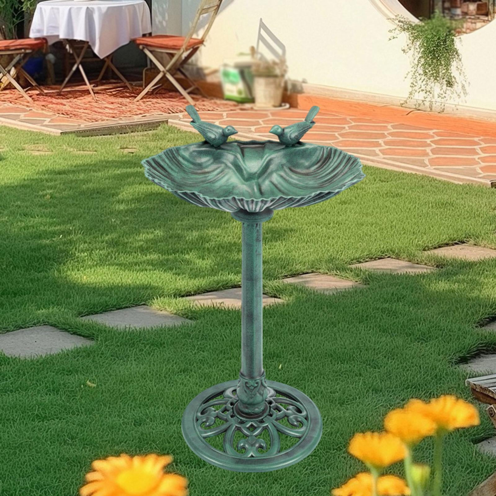 koolsoo Bird Bath for The Garden - Decorative Eye-catcher: Freestanding Bird Bath on A Pedestal, Weatherproof, Feeder, Easy Assembly, Gift for Bird Lovers green