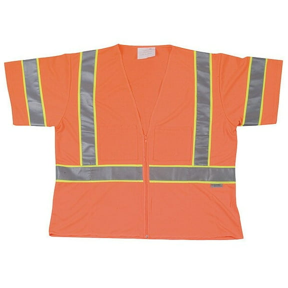 Condor 2XL Class 3 Cool Dry High Visibility Vest, Orange 1YAU7