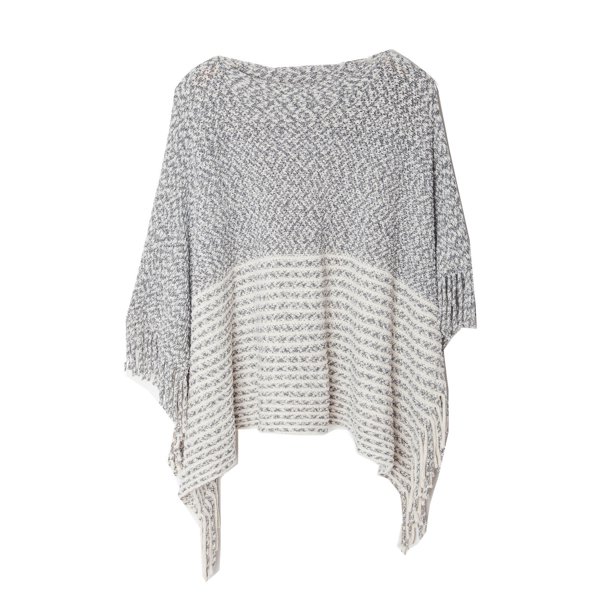 Capa para mujer, estilo europeo y americano, con borlas y chal, para primavera, otoño e invierno, con mangas de punto, suéter tipo pulóver, capa a rayas, chal para mujer.