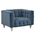 thumbnail image 4 of 42" Wide Upholstered Accent Sofa Chair Buttoned Tufted Sofa with Wooden Legs Modern Single Mini Couch for Living Room Bedroom Office, Blue, 4 of 9