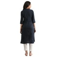 thumbnail image 4 of Band Collar Printed Kurta - Indigo-Medium, 4 of 5