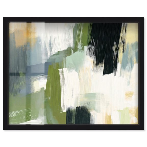 Moss Layers I Shadowbox Print Abstract Wall Decor by Art Remedy, Black Frame, 20 x 16