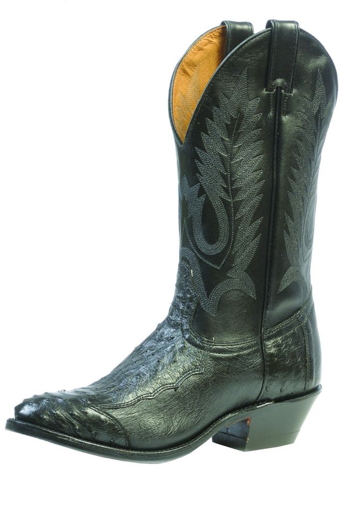 Boulet Western Boots Men Cowboy Exotics Ostrich Smooth Black Calf 1513 ...