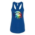 thumbnail image 2 of Wild Bobby, Colorful Neon Rainbow Biting Lips, Pop Culture, Women Racerback Tank Top, Royal, Small, 2 of 3