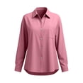 thumbnail image 4 of Button Down Shirts for Women Cotton Oxford Shirts Long Sleeve Dress Shirts Work Casual Solid Tunic Tops Collared Blouse Linen Tops, 4 of 6