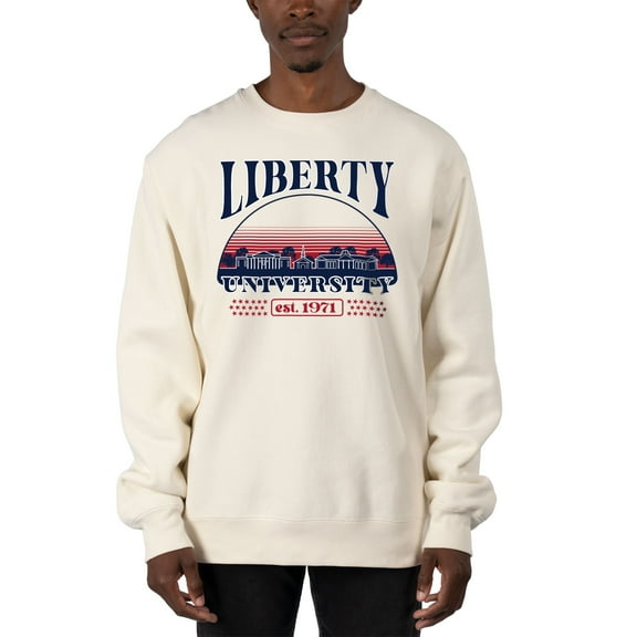 Men's Uscape Apparel Cream Liberty Flames Premium Heavyweight Pullover Sweatshirt