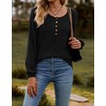 thumbnail image 2 of Button Up Blouses Tops for Women Elegant Lantern Long Sleeve T-Shirts Ribbed Knitted Tunic Tee Shermie, 2 of 6