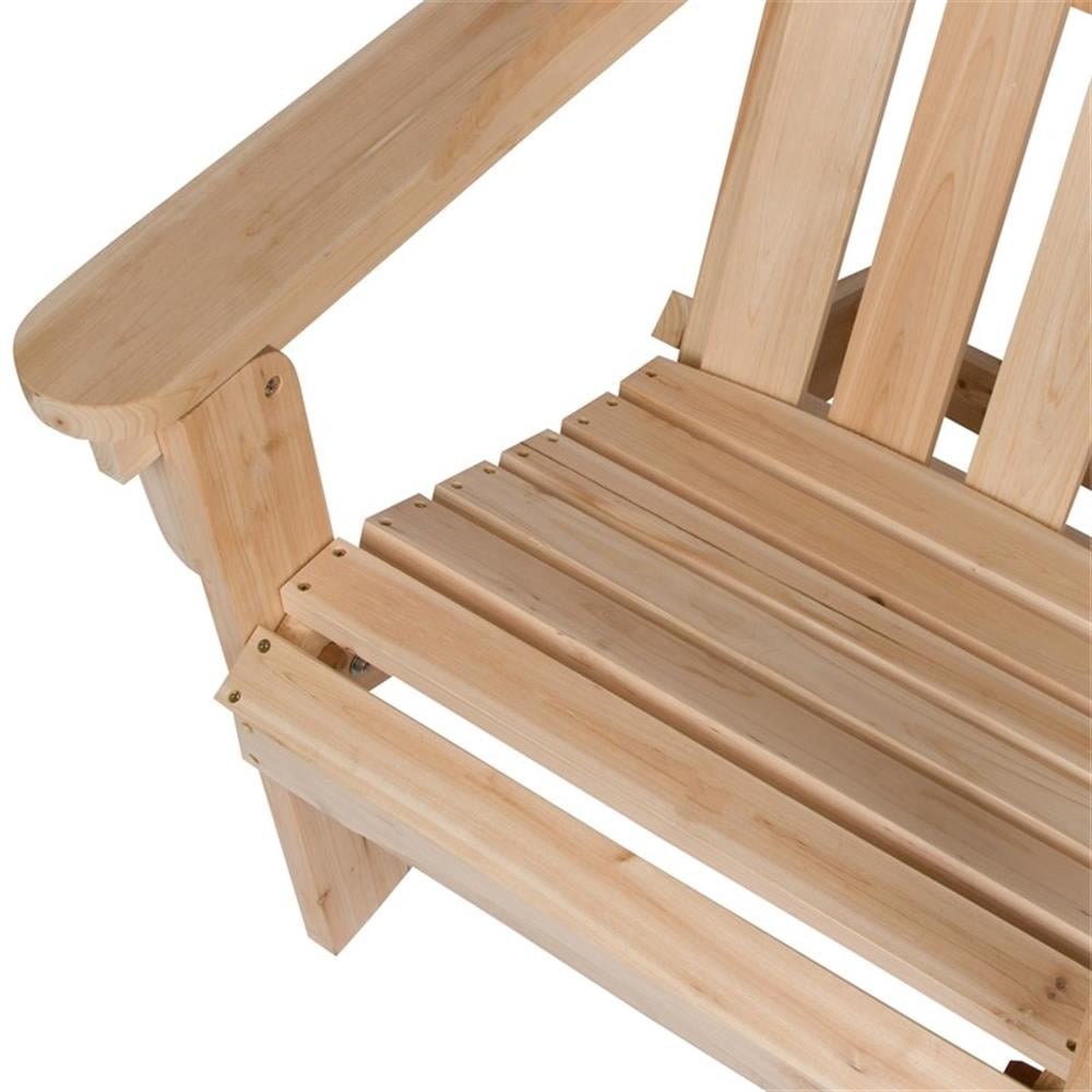 Pemberly Row Traditional Cedar Wood Folding Adirondack Chair in Beige
