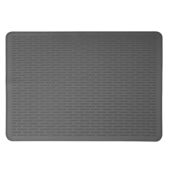 Silicone Pet Food Mat, 15.7 x 23.6 in / 40 x 60 cm, Non-Slip Waterproof Dog Feeding Mat, Raised Edges, Keeps Floor Clean, Easy to Clean, Foldable Cat Bowl Mat, Gray