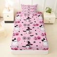 thumbnail image 3 of Manfei Gothic Halloween Twin Sheets,Girls Friendly Print Bedding,Pink,3pcs,1 Fitted Sheet and 1 Pillowcase, 3 of 6