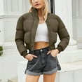 thumbnail image 4 of SWSMCLT Women's Long Sleeve Quilted Jackets Cute Mini Short Puffer Jacket Warm Puffy Outerwear Fall Winter Thick Casual Zipper Mock Neck Loose Fit Cropped Jacket Crop Top Coats Army Green Medium, 4 of 4