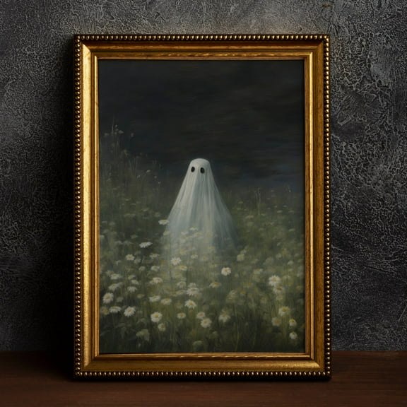 Ghost In Daisy Field, Vintage Poster, Dark Academia, Gothic, Cottagecore, Witch Art, Art Wall Art, Modern Wall Decor, 8x12 UNFRAMED