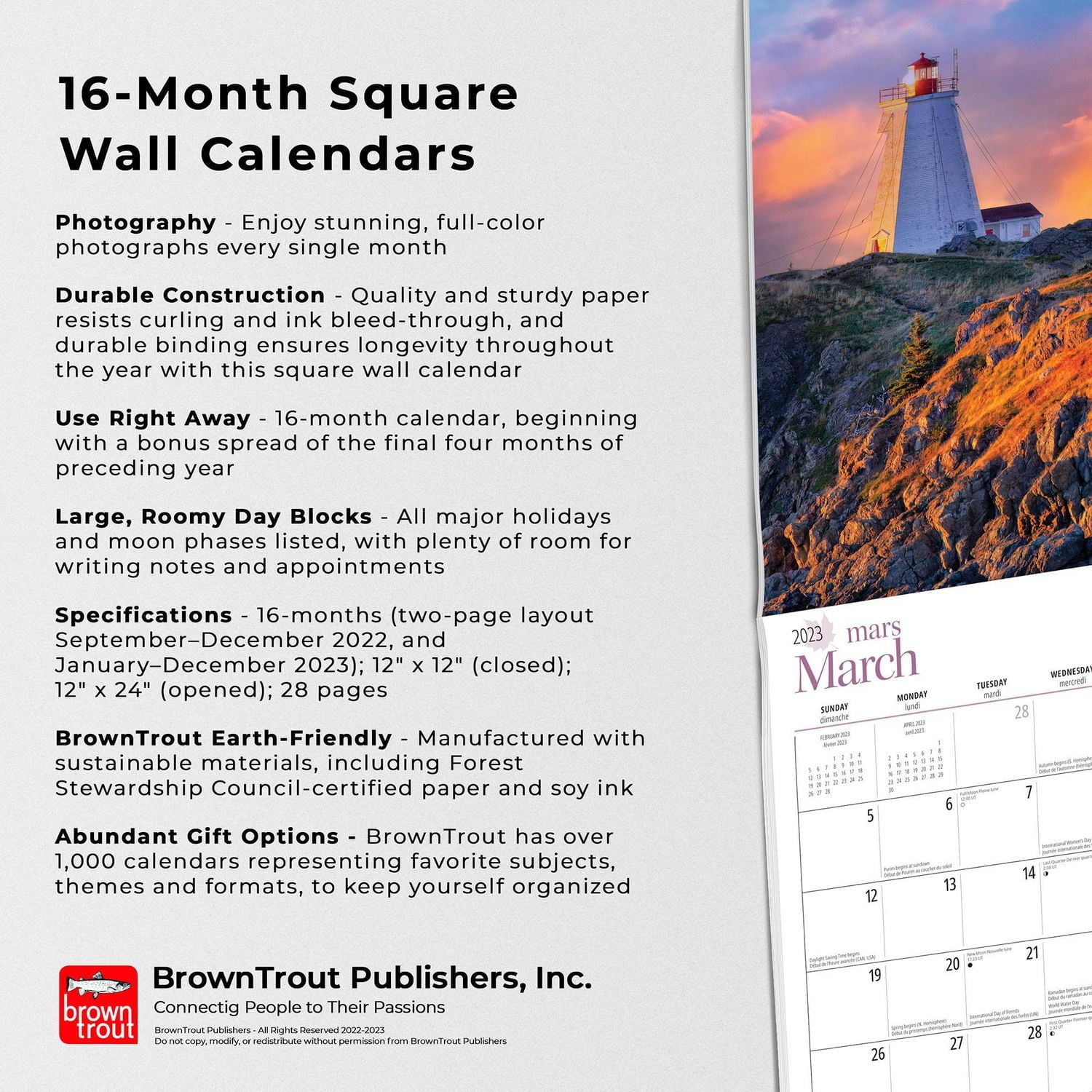 New Brunswick | 2023 12x24 Inch Square Wall Calendar