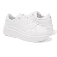 thumbnail image 5 of LUCKY STEP Fashion Chunky Faux Leather Sneakers Low Top Casual Shoes,White,Womens, 5 of 7