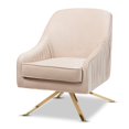 thumbnail image 1 of Baxton Studio Amaya Velvet Lounge Chair in Light Beige and Gold, 1 of 9