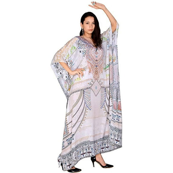 Rastogi Handicraft Long Kaftan Women's Designer Maxi Dress, Swimsuit Cover-ups, Beach Kaftan Digital Printed Design (RH-Big-Kaftan-Design-5)