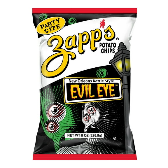Zapp's Evil Eye New Orleans Kettle Style Potato Chips, Gluten-Free, Party Size, 8 oz Bag