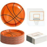 48PCS Basketball Plates and Napkins Party Supplies - 24 PK - 9 Inch Basketball Paper Plates 6.5 Inch Basketball Paper Napkins Basketball Birthday Party Decorations Decor$$Home Decor, Kitchen, & Other