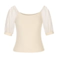 thumbnail image 3 of Timegard Going out Tops for Women Scoop Neck Mesh Puff 1/2 Sleeve Ribbed Tee Comfy Tops Summer Fashion, 3 of 7