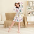 thumbnail image 3 of FORMRS Niños Bathrobe Unisex Hooded Robe Soft Plush Pajamas Sleepwear, Size 7-9T, Flamingo Pattern, 3 of 7