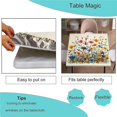 thumbnail image 3 of Tablecloth Wipeable, Floral Meadow Pattern Printed on Oilproof Elastic Square Table Cover, Use for Birthday Party Anniversary Decoration, Fit for 32" x 32" Square Tables, 3 of 4