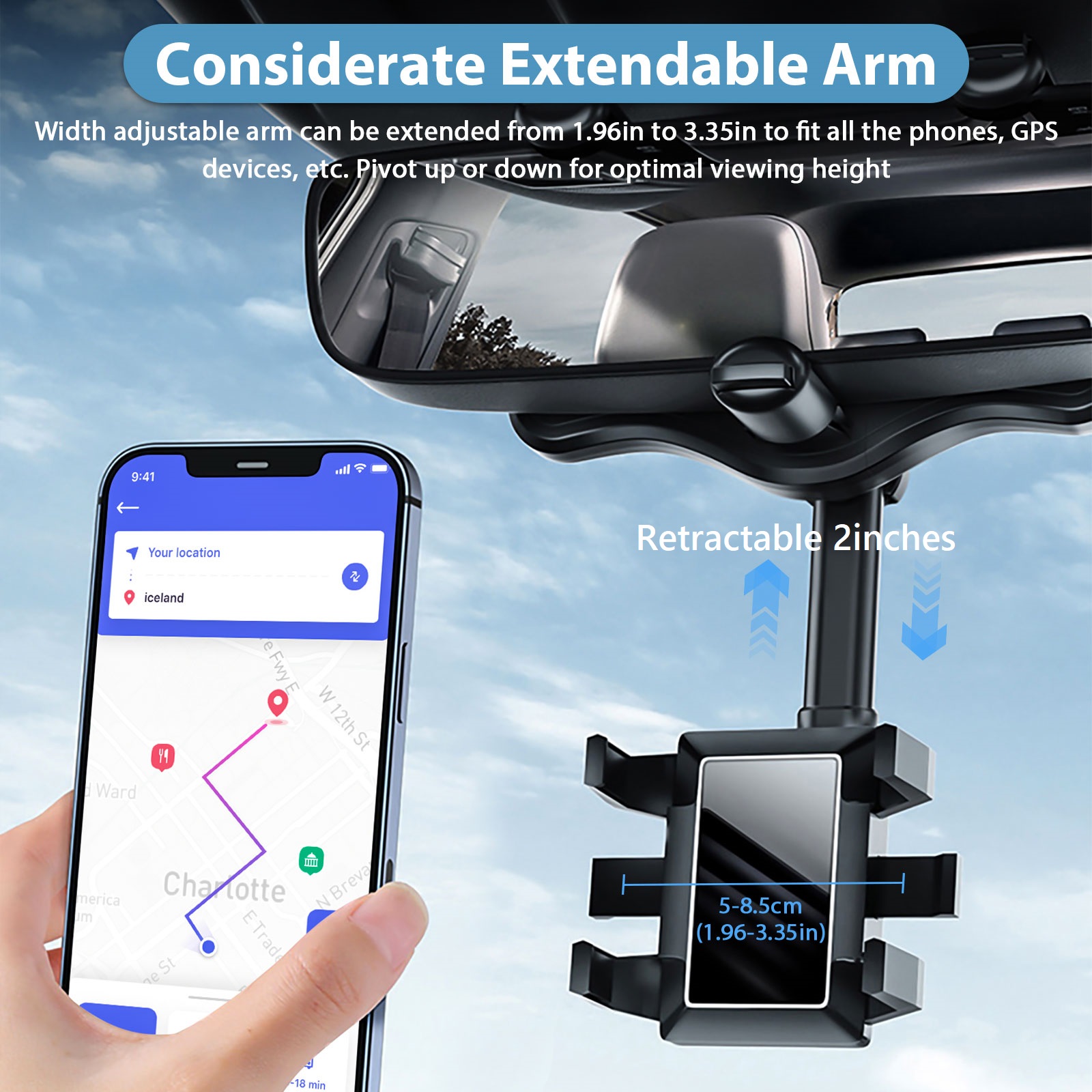 TSV Universal Rearview Mirror Phone Mount Holder photo 7