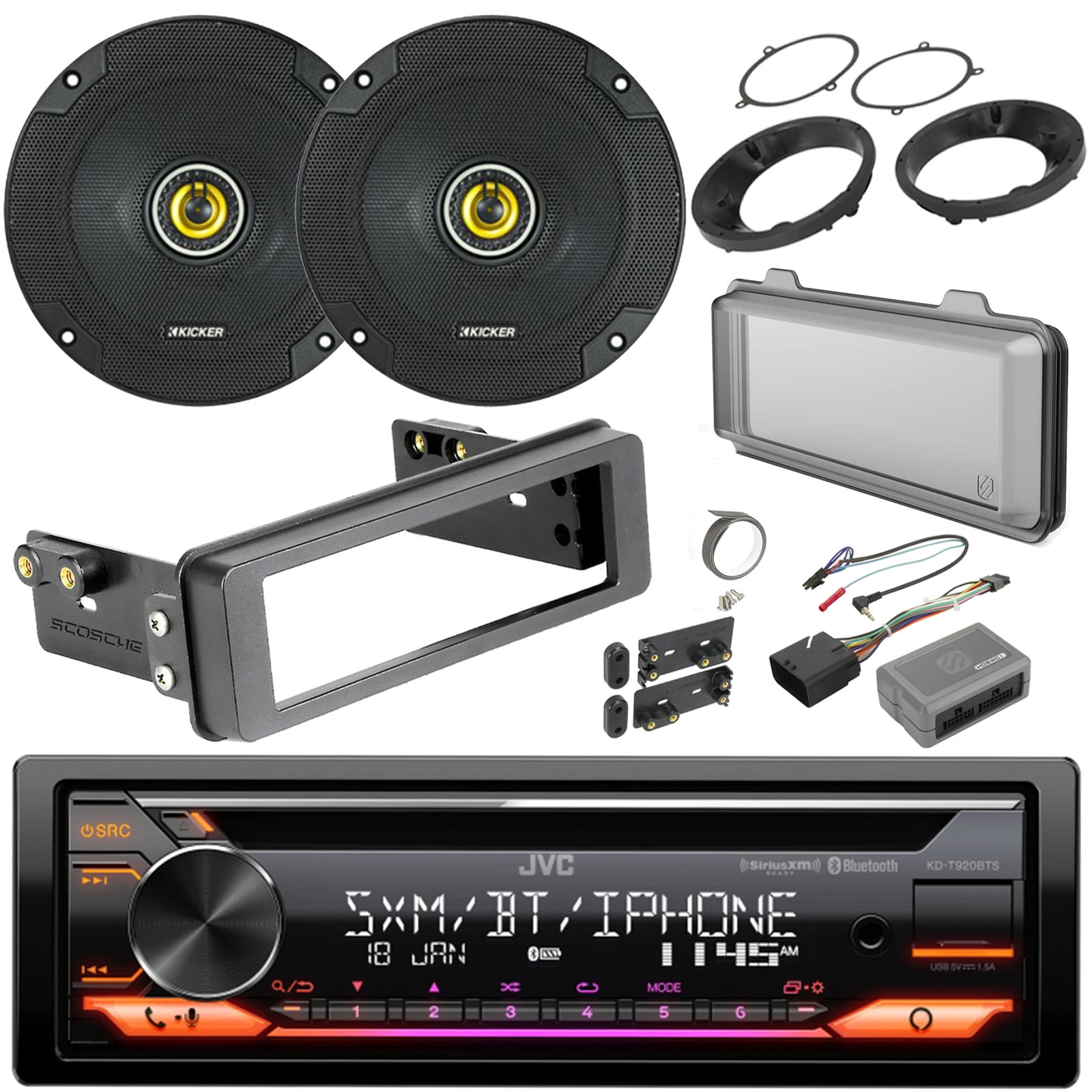JVC KDT920BTS Single DIN AM/FM Radio Stereo USB AUX CD Player