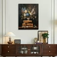 thumbnail image 3 of CDDposter Vintage Flower Books Canvas Wall Art, Moody Books Still Life Pictures Rustic Antique Art Oil Painting Prints Dark Academia Floral Artwork for Bedroom Living Room Wall Decor Framed 12x16in, 3 of 7