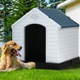 thumbnail image 5 of Large Dog House Plastic Dog Kennel Indoor Outdoor for Large Dogs, 39 inch All Weather Doghouse Puppy Shelter with Air Vents and Elevated Floor Ventilate,Blue, 5 of 12