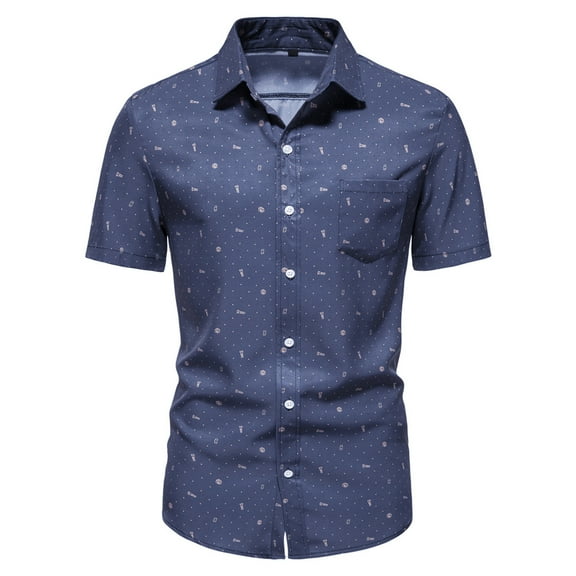 IROINNID Men's Summer Fashion Print Business Short Sleeve Casual Shirt