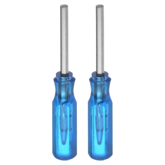 Uxcell 2Pcs Hex Screwdriver H2 Magnetic Carbon Steel Hexagonal Head Screw Driver for Repairs, Blue
