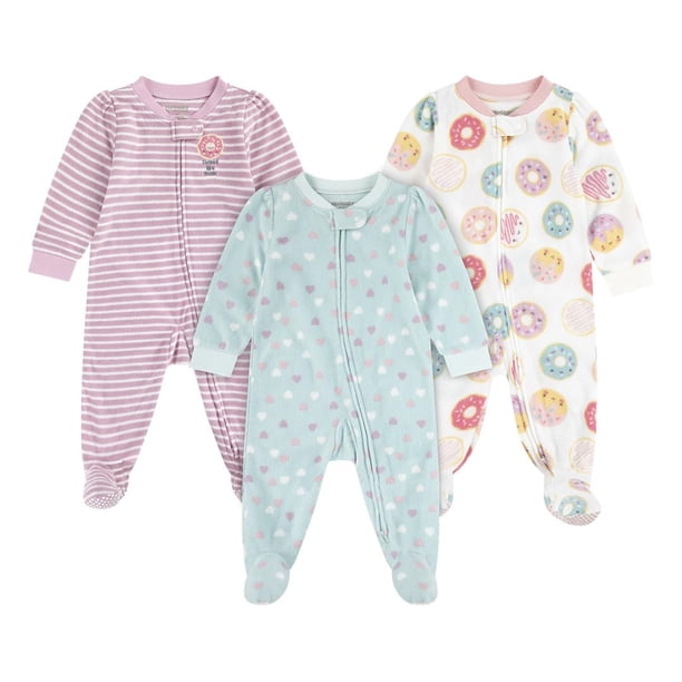 Set de 3 enteritos para bebé HUGGIES de polar con pies