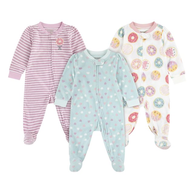 Set de 3 enteritos para bebé HUGGIES de polar con pies