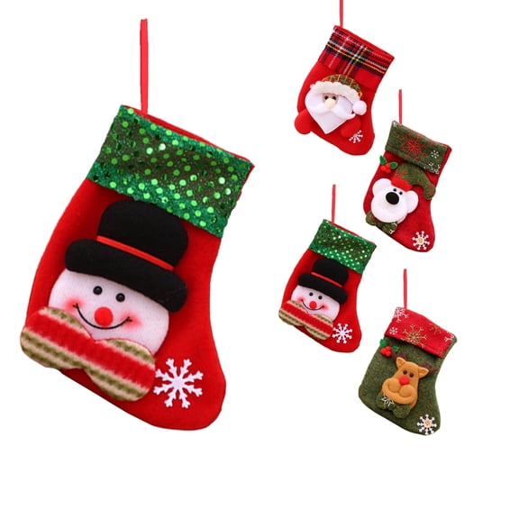 SSKDBFJG Mini Christmas Stocking Red Santa-Snowman-Bear-Elk Christmas Tree Decoration