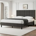 thumbnail image 4 of Full Size Bed Frame with Headboard, Linen Upholstered Full Platform Bed Frame, Wooden Slats Support Sturdy Metal Frame No Box Spring Needed, Noise-Free, Grey, 4 of 9