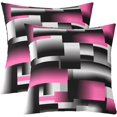 thumbnail image 2 of Geometric Reversible Throw Pillow Covers Kids,Pink Black Grey Geometry Square Cushion Covers Set of 2 for Bed Sofa Couch,Stripe Line Pillow Covers Home Decor Modern Art 20 x 20-Inch, 2 of 6