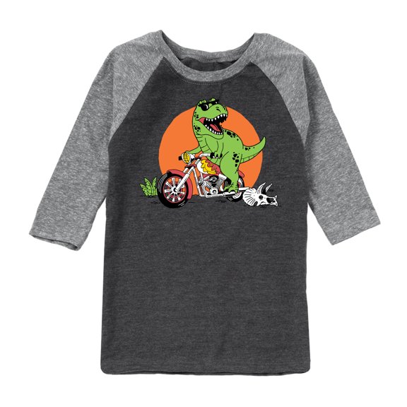 Instant Message - Trex Motorcycle - Toddler & Youth Raglan Graphic T-Shirt