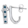 thumbnail image 1 of 1/3ct Blue & White Diamond Hoops 14K White Gold, 1 of 1