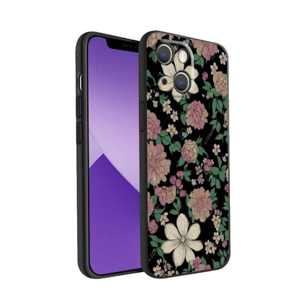 Compatible with iPhone 14 Phone Case, Vintage-Floral-Flower05 Case Men Women, Flexible Silicone Shockproof Case for iPhone 14