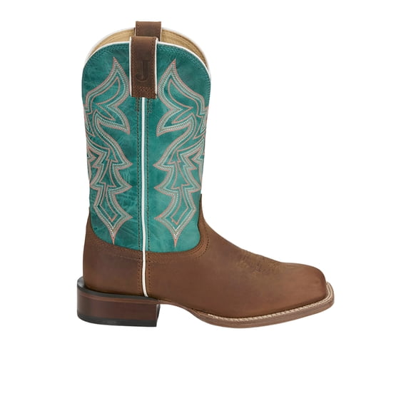 Justin Boots Womens Miss Ellie Embroidered Square Toe Cowboy  Mid Calf Boot