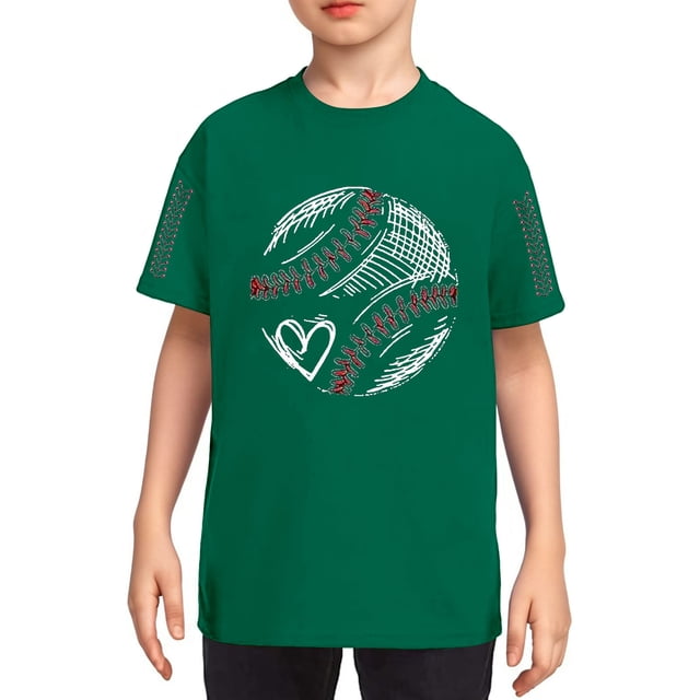 TIEVOSA T-Shirt Graphique de Baseball pour Garçons et Filles, Col Rond, Manches Courtes, pour Adolescents, Mignon, Athlétique, Décontracté, 3-12 Ans