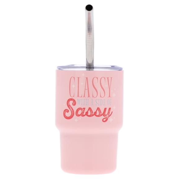Classy with a Side of Sassy Stainless Steel Mini Tumbler with Straw, Peach, 3 oz, Mother's Day by Way To Celebrate