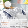 thumbnail image 2 of 3 Piece Navy Blue Stripe Duvet Cover Set Queen Size,Microfiber Comforter/Quilt Cover with Corner Ties and 2 Pillowcases,Modern Rustic Horizontal Blue Striped All Season Bedding with Zipper Closure, 2 of 8