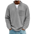 thumbnail image 2 of Jopfuhed Sweatshirt for Men Plus Size Solid Color Casual Stand Collar Quarter Zip Sweatshirt with Pocket Loose Long Sleeve Corduroy Pullover Tops,Sizes S-5XL, 2 of 10